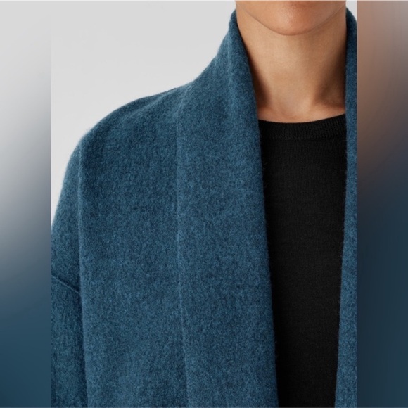 17. EILEEN FISHER High Collar Wool Coat - Picture 3 of 16